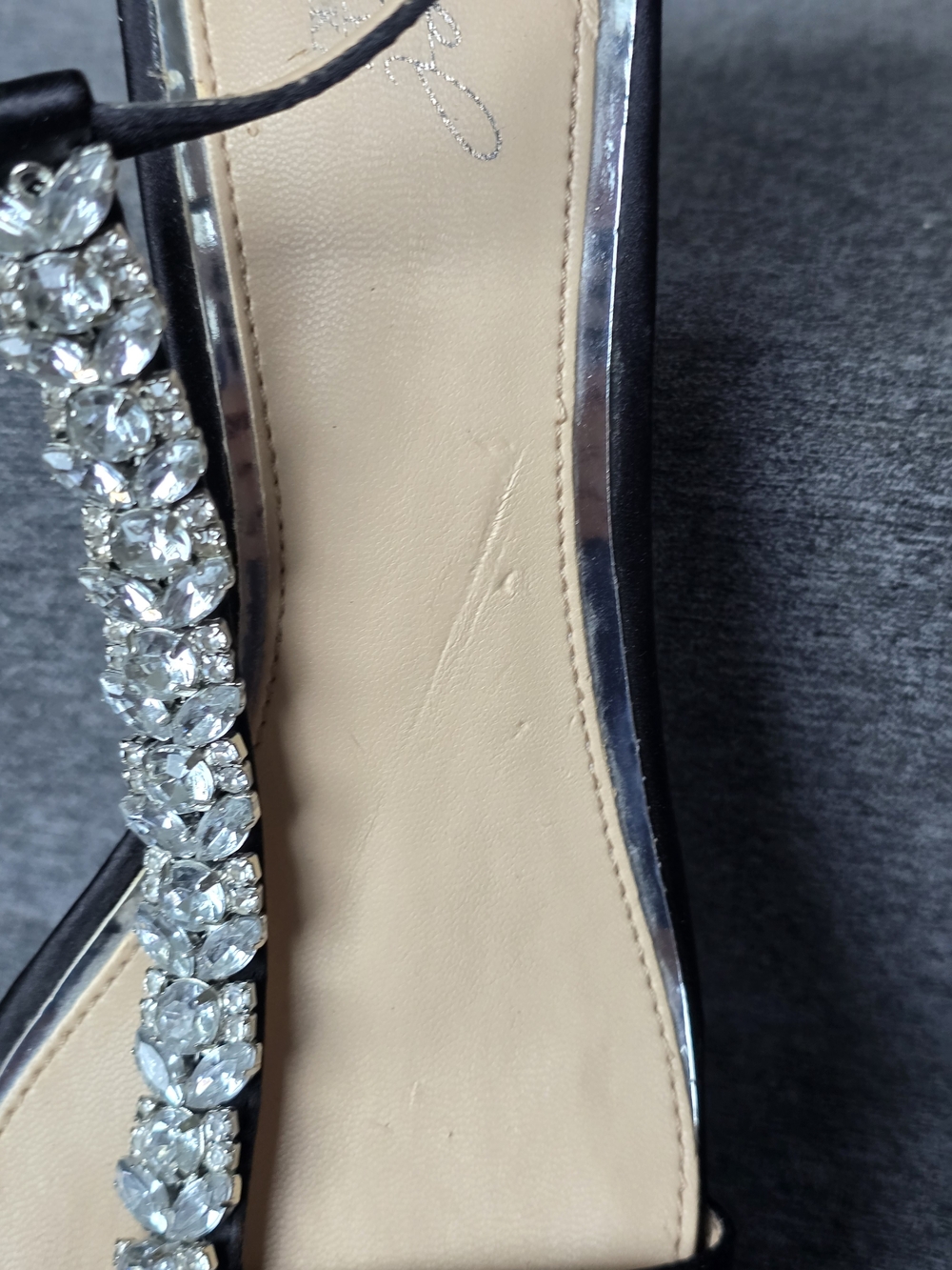 Jewel Badgley Mischka Lindsey Block-Heel Black Evening Sandal Sz 9.5 Wedding - Picture 10 of 10